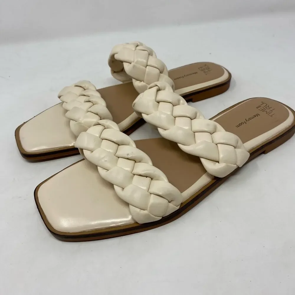 Time and Tru Braided Two Band Sandals Womens SIze 8